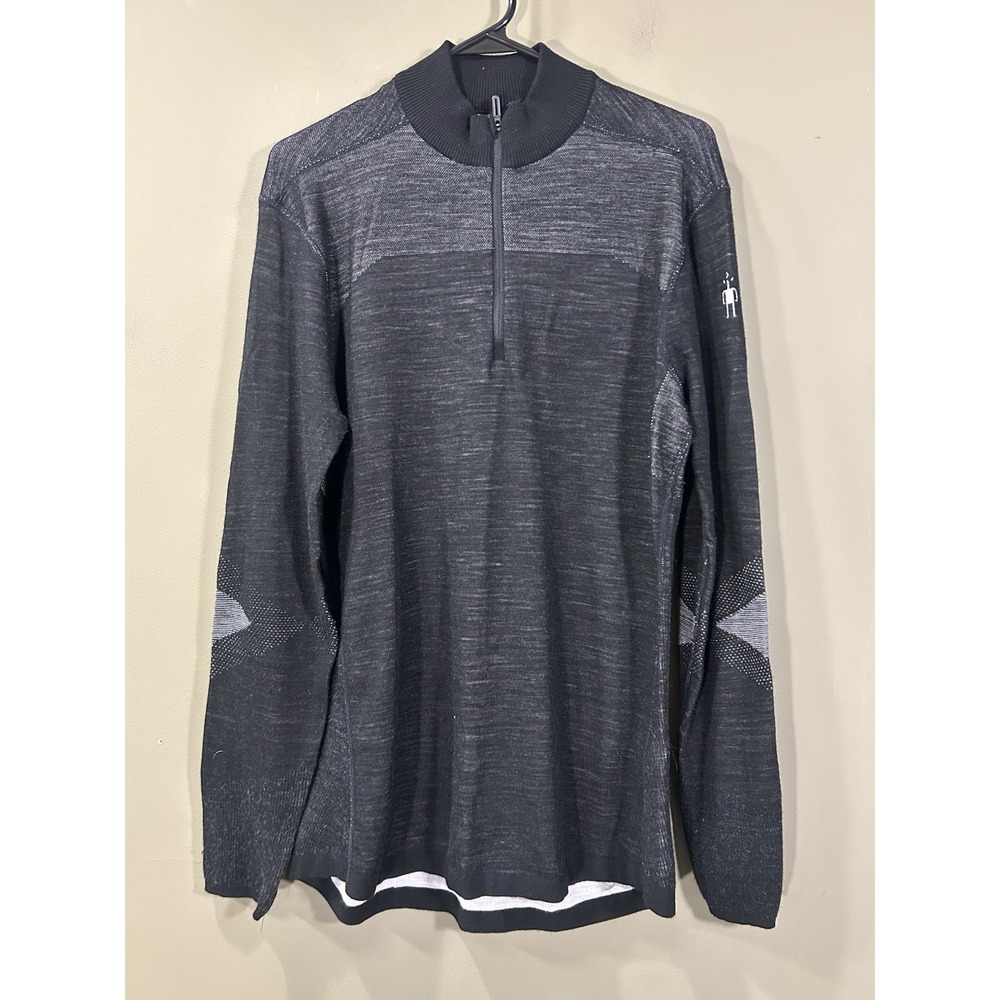 Smartwool Men's Intraknit Thermal Merino Wool Base Layer 1/4 Zip Black Sz Large